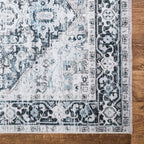 Bloom Rugs Caria Washable Non-Slip 5x7 Rug - Denim Blue Traditional Area Rug for Living Room, Bedroom, Dining Room, and Kitchen - Exact Size: 5' x 7'