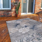 CAMILSON Indoor Outdoor Rug, Blue 5x7 Leaf Tropical Botanical Area Rugs for Indoor and Outdoor patios, Easy-Cleaning Non-Shedding Living Room, Garden and Kitchen Washable Outside Carpet (5 x 7)