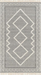 Mark&Day Wool Rugs, 4x6 Nishnabotny Cottage Dark Gray Area Rug, Grey Beige Carpet for Living Room, Bedroom or Kitchen (3'6" x 5'6")
