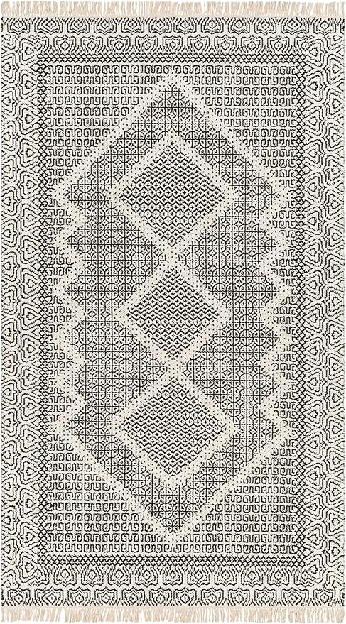 Mark&Day Wool Rugs, 6x9 Nishnabotny Cottage Dark Gray Area Rug, Grey Beige Carpet for Living Room, Bedroom or Kitchen (6' x 9')