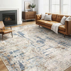 5x8 Area Rug Washable Rugs: Living Room Large Abstract Modern Soft Stain Resistant Indoor Floor Non-Slip Accent Carpet for Bedroom Nursery Playroom Office Dining Room Dorm Home House- Tan