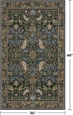 Large Entryway Rugs Indoor - 3x5 Washable Rugs for Kitchen Bedroom Beside Bed Door Mat Indoor Entrance with Moody Woodland Flowers, Non Slip Stain Resistant Low Pile