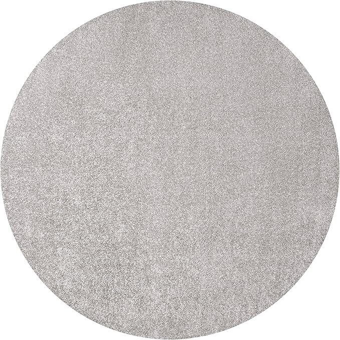 Eyely UES100K-8R Supersoft Haze Solid Low-Pile Indoor Area Rug, Coastal, Bohemian, Minimalist, Classic, Casual for Bedroom,Kitchen,Living Room,Non Shedding,Easy-Washing, Gray, 8' Round
