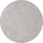 Eyely UES100K-5R Supersoft Haze Solid Low-Pile Indoor Area Rug Casual;Contemporary;Solid;Traditional, Bedroom, Kitchen, Living Room, Easy-Cleaning, Non-Shedding, 5' Round, Light Gray