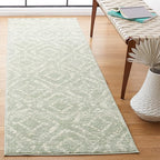 SAFAVIEH Adirondack Collection Runner Rug - 2'6" x 10', Green & Ivory, Modern Diamond Distressed Design, Non-Shedding & Easy Care, Ideal for High Traffic Areas in Living Room, Bedroom (ADR131Y)