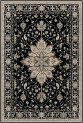 Area Rugs 3'x6' Washable Non-Slip, Floral Vintage Distress Print Pattern Medallion Carpet for Living Room Bedroom Dining Room, Black Brown Neutral Dark Tan