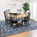 KILOCOCO Area Rug 6x9 Living Room Rug Washable Printed Vintage Floral Non Slip Soft Rubber Backed Indoor Bedroom Rugs for Laundry Room Kitchen Playroom Moroccan Area Rugs, Blue