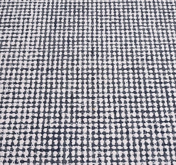 Hand-Tufted 100% Wool Pile Area Rug – Geometric Textured Grid Check Pattern – Thick and Durable Floor Carpet for Bedroom, Living Room, Kids Room, and Dining Area (Charcoal Gray, 10' x 14')