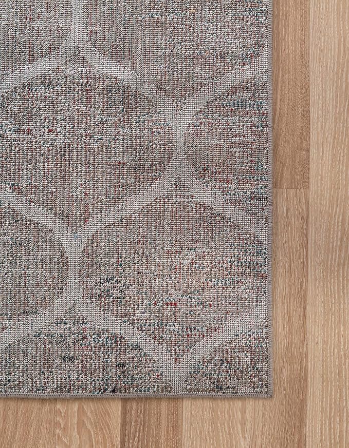 Rugs.com Lattice Frieze Collection Rug – 7' x 10' Blue Multi Medium Rug Perfect for Living Rooms, Large Dining Rooms, Open Floorplans