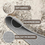7x9 Washable Area Rugs - Modern Abstract Rugs for Living Room Non-Slip Low Pile Soft Machine Washable Carpet for Bedroom, Dining Room, Nursery, Home Office, Farmhouse (7'x9' Brown Grey)