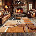 Modern Wavy Circles Area Rug 7x9ft, Geometric Design Low Pile Carpet, Soft & Non-Slip Washable Mat for Living Room, Bedroom, Dining Room