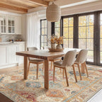 Bavni 6x9 Area Rugs for Living Room, Machine Washable Rug Non Slip, Vintage Chenille Distressed Print Carpet, Large Low Pile Ultra-Thin Lightweight Rugs for Bedroom, Dining Room, Home, Office, Orange