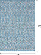 Unique Loom Outdoor Trellis Collection Area Rug - Tribal Trellis (7' 1" x 10' Rectangle, Aqua/ Ivory)