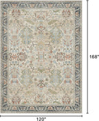 Clearance 10x14 Area Rugs for Living Room, Boho Machine Washable Rugs Non-Slip, Extra Lage Vintage Rugs for Bedroom Dinning Room, Morden Vintage Floral Farmhouse Cottage Carpet, Ivory/Teal