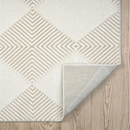 Abani Cream Area Rug for Living Room, Bedroom - Diamond Pattern - 8 x 10 -Durable & Easy to Clean