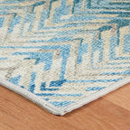 Dash & Albert Seneca Blue Machine Washable Rug, 7.5 X 9.5 Feet, Blue Graphic Pattern - Premium Luxury Hotel Quality Soft Breathable Hypoallergenic Machine Washable Easy Care All Season Comfortable