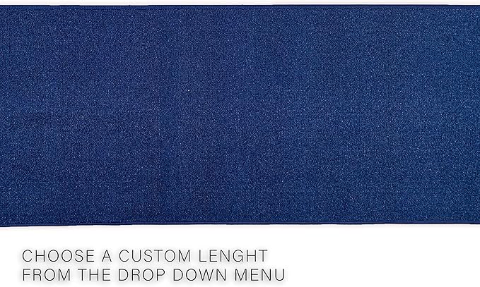 Custom Made Runner Rug Low Pile with Rubber Backing for Kitchen Foyer Hallway Entry Choose Your Length Size 26 Inch Wide Solid and Plain Dark Blue Color (15 feet x 26 inch)