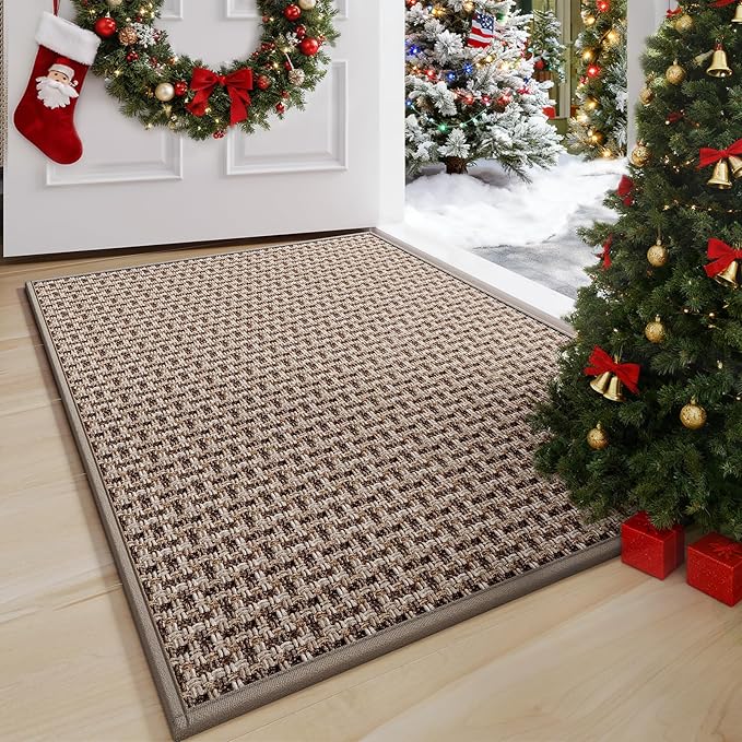 Door Mat Entrance 24x35, Dirt Resistant and Absorbent, Non-Slip Rubber Backing Floor Mats, Easy Clean Low-Profile Doormat for Entryway, Front Door, Inside Entrance, Black