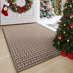 Door Mat 17x30, Door Mat Indoor Entrance Dirt Resistant and Absorbent, Non-Slip Rubber Backing Front Door Mats, Easy Clean Low-Profile Doormat for Entryway, Front Door, Inside Entrance, Brown