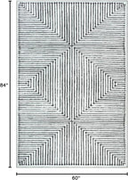 Bloom Rugs Washable Non-Slip 5' x 7' Rug - Black/Ivory Striped Area Rug for Living Room, Bedroom, Dining Room, and Kitchen - Exact Size: 5' x 7'