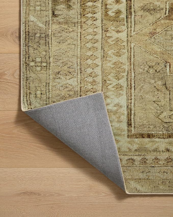 Loloi Magnolia Home by Joanna Gaines Sinclair Collection SIN-02 Khaki/Tobacco 2'-3" x 7'-6", .25" Pile Height, Machine Washable, Runner Rug