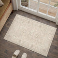 HUGEAR 2x3 Machine Washable Entryway Rugs Vintage Beige - Neutral Non Slip Stain Resistant Low Pile Aesthetic Throw Carpet Kids & Pet Friendly for Hallway Bedroom Kitchen