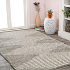 JONATHAN Y Elm Diamond Stripe Shag Gray/Ivory Indoor Area Rug, 3x5, Geometric, Bohemian, Contemporary, Easy-Cleaning for Living Room, Bedroom, Kitchen, Pet Friendly, Non-Shedding (MOH408B-3)