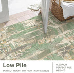 Washable Rug 8x10 Area Rug for Living Room Bedroom, Large Modern Abstract Rug Indoor Floor Carpets Low Pile No Shed Non-Slip with Rubber Backing Dining Room Kitchen Office (Green, 8'x10')
