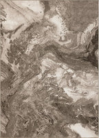 Abstract 9x12 Area Rugs: Modern Washable Rug for Living Room Bedroom Dining Room Indoor - Thin Low Pile Non-Slip Large Carpet - Beige Brown