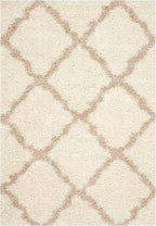 SAFAVIEH Dallas Shag Collection Accent Rug - 4' x 6', Ivory & Beige, Trellis Design, Non-Shedding & Easy Care, 1.5-inch Thick Ideal for High Traffic Areas in Entryway, Living Room, Bedroom (SGD257B)