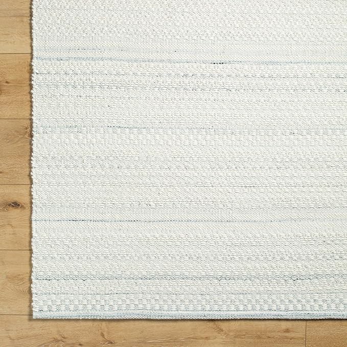Mark&Day Wool Rugs, 5x8 Precious Solid and Border Cream/Light Slate Area Rug, Cream Grey Carpet for Living Room, Bedroom or Kitchen (5' x 7'6")