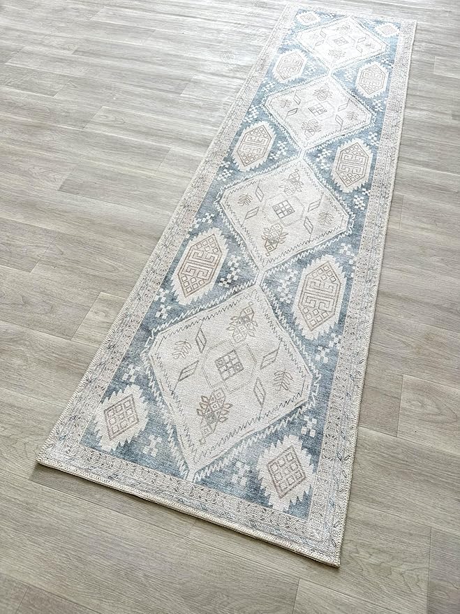 Fame Living Faded Oushak Rug, Turkish Vintage Floral Pastel Large Oversized Area Rugs for Living Room Dining Bedroom Kitchen Bathroom Nursery (848CrNv, 7'5" x 9'8")