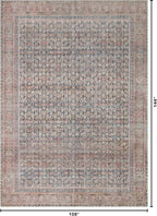 Kuden 9x12 Large Area Rug, Machine Washable Area Rug with Non-Slip Backing, Vintage Style, Soft, Easy Clean, Low Pile Rug for Living Room, Bedroom, Dining Room