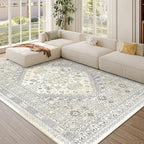 zesthome 4x6 Rug - Stain Resistant Washable Rug, Anti Slip Backing Rugs for Living Room, Foldable Vintage Small Area Rugs ((Beige,4'x6')