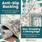 Istana 4x6 Rug - White Cream & Blue Area Rugs 4x6 - Kid & Pet Friendly Machine Washable Rugs - 4 x 6 Area Rug Non Slip & Non Shedding Area Rug - Foldable Rug for Room for Bedroom