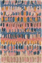 Dash & Albert Paint Chip Stone Hand Micro Hooked Wool Rug, 9.5 X 13.5 Feet, Multicolored/Pink Geometric Pattern