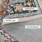 U'Artlines Boho Vintage Area Rug 8x10 Machine Washable Low Pile Soft Floor Carpet Non Slip Non Shedding Accent Rug for Living Room Bedroom Entryway Dining Room Office Orange Blue