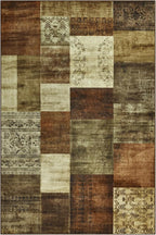 Tepook Modern Area Rug for Living Room, 8x10 Geometric Large Rugs for Bedroom, Washable Patchwork Rug Indoor Non-Slip Throw Carpets for Dining Room Office Farmhouse Home Decor, Brown
