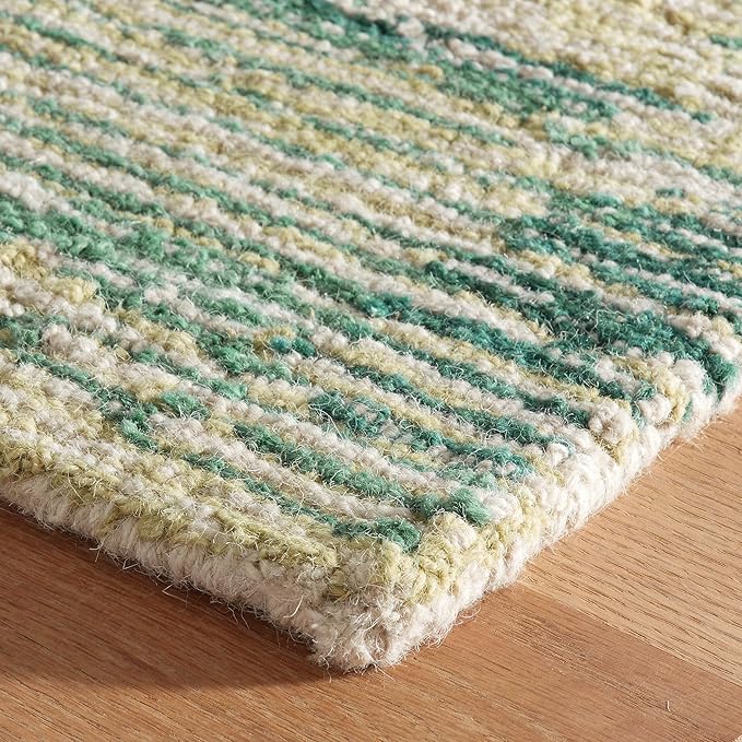 Dash & Albert Ladycross Green Hand Hooked Wool Rug, 7.5 X 9.5 Feet, Green Graphic Pattern