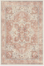 RUGGABLE Washable Area Rug – Kamran Rose Pink 6x9, Stain-Resistant, Non-Slip – Medium Machine Washable Rugs for Living Room, Bedroom, Hallway, Entryway & Office–with Standard Pad