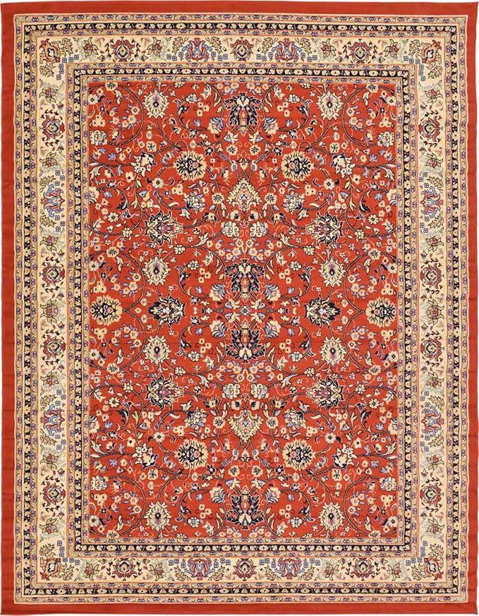 Unique Loom Sialk Hill Collection Area Rug - Washington (9' x 12' Rectangle Terracotta/Cream)