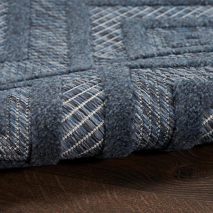 Nourison Home Versatile Navy Blue 7' x 10' Area Rug - Easy Clean, Non Shedding, Bed Room, Living Room, Dining Room, Kitchen (7' x 10')