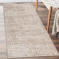 ReaLife Rugs Machine Washable Area Rug Runner - Living Room Bedroom Bathroom Kitchen Entryway Office - Non-Slip Baking Low Pile Stain Resistant Premium - Modern Geometric - Finn - Beige 2'6" x 8'