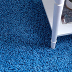 Unique Loom Solid Shag Collection Area Rug (3' 3" Round, Periwinkle Blue)