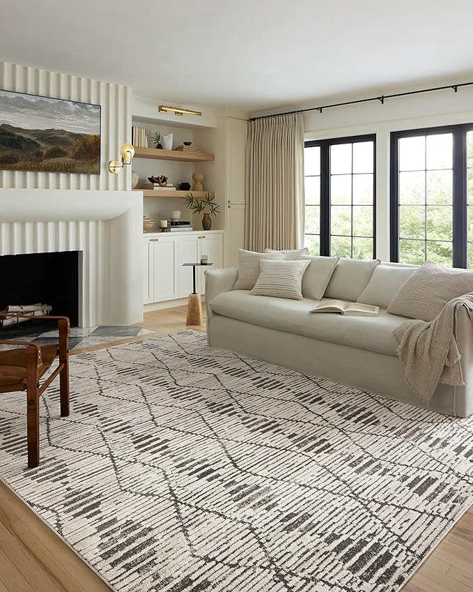 Loloi Kamala Collection KAM-02 Charcoal/Dove 6'-7" x 9'-6" Area Rug