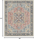 RUGGABLE Washable Vintage Area Rug – Kamran Cayenne Red 8x10, Stain-Resistant, Non-Slip – Large Machine Washable Rugs for Living Room, Bedroom, Hallway, Entryway & Office–with Cushioned Pad