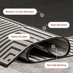 Nuloom Asha Black/Ivory, 9'6" x 12', Casual, Striped Border, Soft and Cozy, High Traffic, Stain Resistant, Easy Clean, Durable Area Rug for Indoor/Outdoor Patio, Deck, Porch, Garden, Courtyard