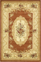 Rugs.com Chateau Collection Rug – 4' x 6' Brick Red Medium Rug Perfect for Entryways, Kitchens, Breakfast Nooks, Accent Pieces