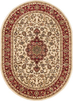Well Woven Barclay Collection Medallion Kashan Ivory 6x9 Oval Rug - for Living Room, Bedroom, and Dining Room