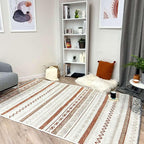 Alfa Rich 4x6 Beige Terracotta Washable Area Rugs for Living Room Bedroom Kitchen Cotton Decor Rug